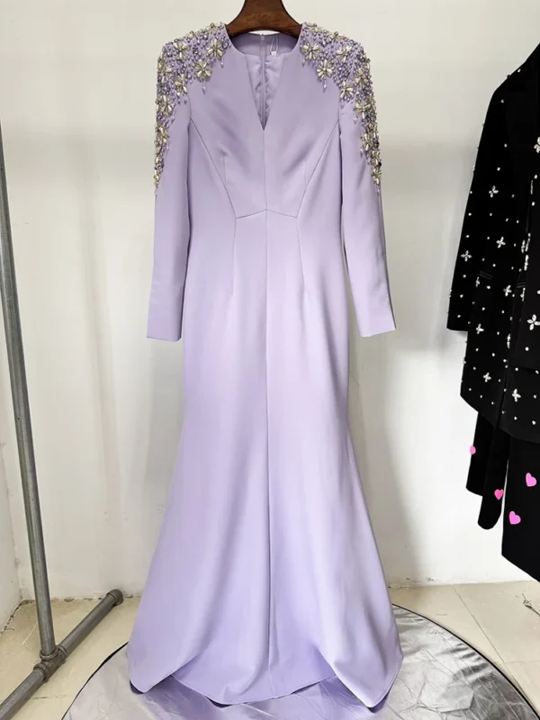 HIGH STREET Newest Fashion 2025 Designer Party Vestido Women's Diamonds Beaded Split Long Maxi Dress - Image 21