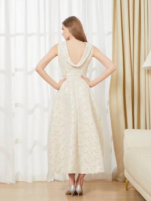 Elegant Dress 2024 Summer New Fashion Women Long Maxi Backless Sleeveless Split Jacquard  Dresses Evening Dress Robes - Image 3