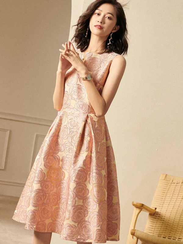 Elegant Women Summer Sleeveless Jacquard Boho Floral Party Vintage Ladies Clothes New Ball Gowns Dresses Vestidos - Image 5
