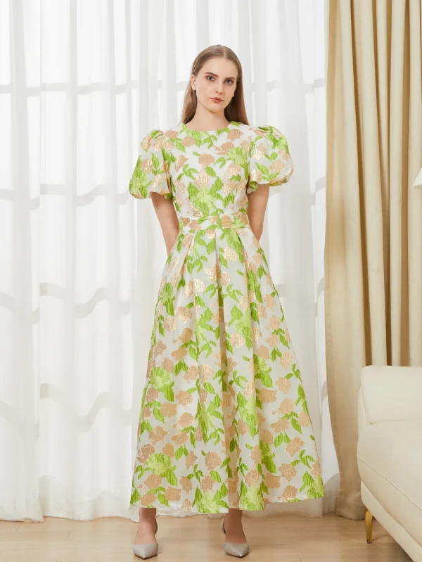 New Luxury Women's Puff Sleeve Embroidery Jacquard Princess Party Dress Long Elegant dresses for Prom Flower Party Dress Pretty - Image 6