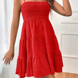 Women's Summer camisole vest mini dress sleeveless flowing A-line short dress