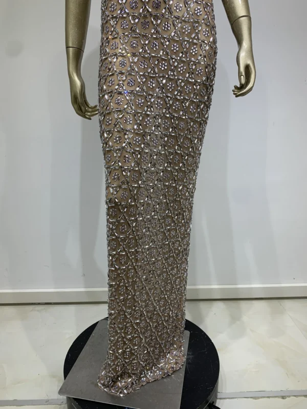 Women Sexy Mesh Transparent Crystal Diamonds Long Maxi Dress Birthday Party Costume Bar Nightclub Singer Stage Performance Dress - Image 12