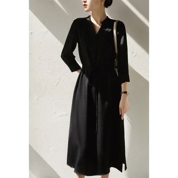 23MM Elastic Heavy Crepe Silk Dress 2025 Summer New Women's Silk High Waist Slim Shirt Dress Mulberry Silk Summer Dress - Image 2