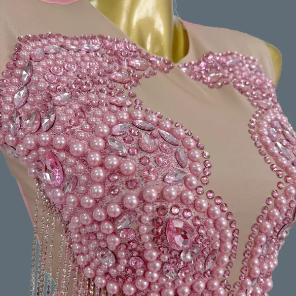 Short Prom Dresses for Black Girls Sexy See Through Pink Luxury Diamond Black Girls Birthday Party Formal Gowns Qiangwei - Image 6