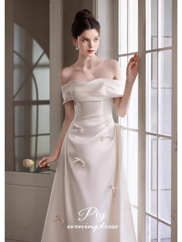 Lautaro Spring Praty Birthday Evening Dresses Woman Bow Backless Elegant Luxury Chic Red Satin Off Shoulder Floor Length Dress - Image 8