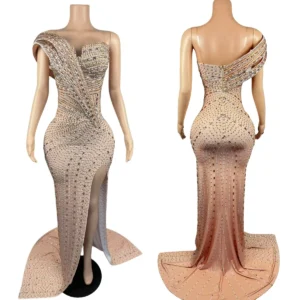 High-end Luxury Rhinestones Sparkly Long Dress for Women Sexy Prom Celebrate Birthday Evening Dress Photo Shoot Wear Xiangbin