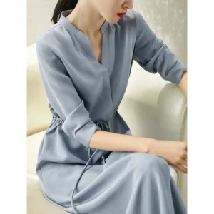 23MM Elastic Heavy Crepe Silk Dress 2025 Summer New Women's Silk High Waist Slim Shirt Dress Mulberry Silk Summer Dress