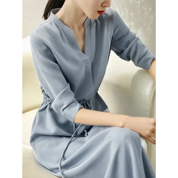 23MM Elastic Heavy Crepe Silk Dress 2025 Summer New Women's Silk High Waist Slim Shirt Dress Mulberry Silk Summer Dress