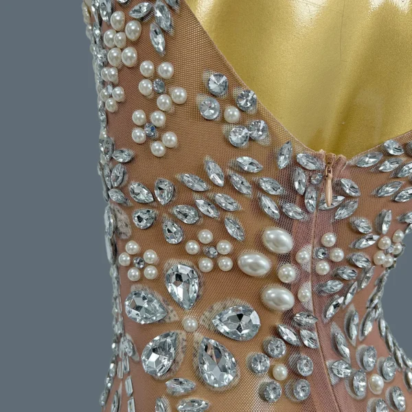 Luxury Festival Dress for Special Events Sparkly Rhinestones Stretch Prom Evening Gown Women Sexy Mesh Celebrate Frock Meihua - Image 7