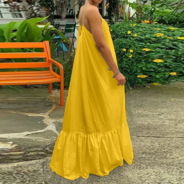 Spring Dress For Women Sexy Solid Strap Dress Pocket Loose Backless Big Swing Dresses Holiday Dresses For Women Wedding Guest - Image 8