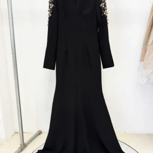 HIGH STREET Newest Fashion 2025 Designer Party Vestido Women's Diamonds Beaded Split Long Maxi Dress
