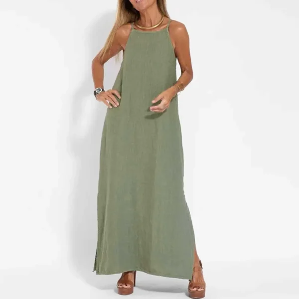 Dresses For Formal Occasions Women'S Fashion Casual Split Strap Dress Solid Color Boho Long Dresses Vestidos Verano Moda 2024 - Image 3