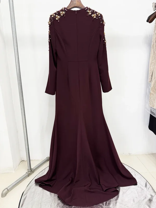 HIGH STREET Newest Fashion 2025 Designer Party Vestido Women's Diamonds Beaded Split Long Maxi Dress - Image 8