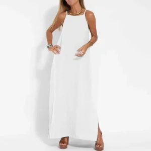 Dresses For Formal Occasions Women'S Fashion Casual Split Strap Dress Solid Color Boho Long Dresses Vestidos Verano Moda 2024