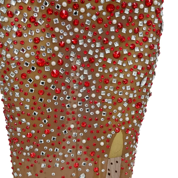 Luxurious Sparkly Rhinestones Long Dress Women Sexy Mesh See Through Celebrate Evening Prom Birthday Photo Shoot Wear Hongdian - Image 7