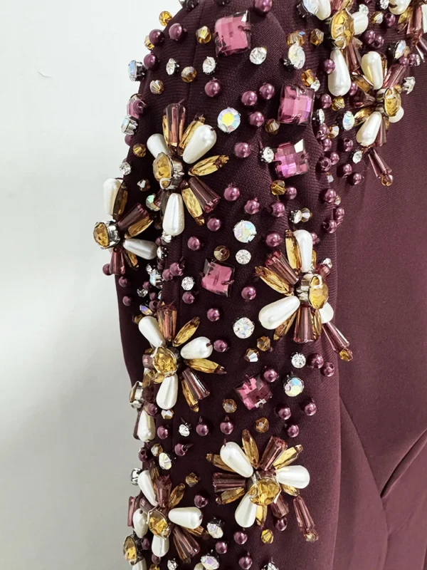 HIGH STREET Newest Fashion 2025 Designer Party Vestido Women's Diamonds Beaded Split Long Maxi Dress - Image 9