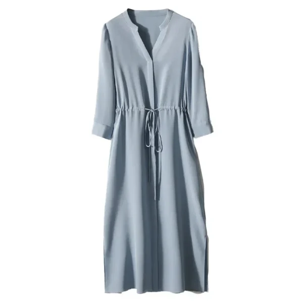 23MM Elastic Heavy Crepe Silk Dress 2025 Summer New Women's Silk High Waist Slim Shirt Dress Mulberry Silk Summer Dress - Image 5