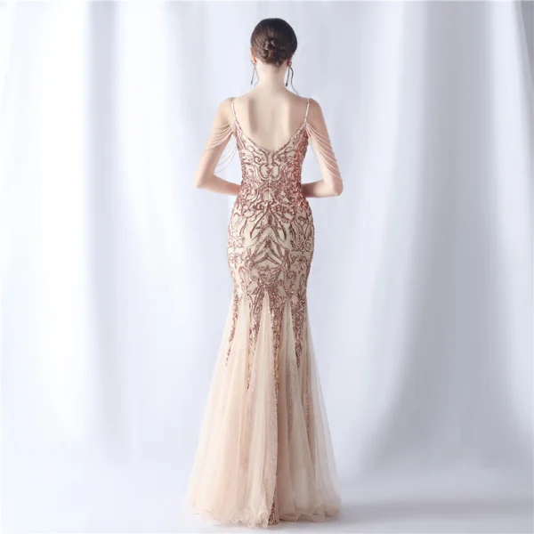 White Pink Red Golden Dresses With Crystals And Stones Luxury Occasions Dinner Woman Elegant Castle Music Play Halter Neck Dress - Image 10