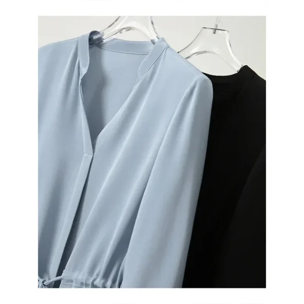 23MM Elastic Heavy Crepe Silk Dress 2025 Summer New Women's Silk High Waist Slim Shirt Dress Mulberry Silk Summer Dress - Image 7