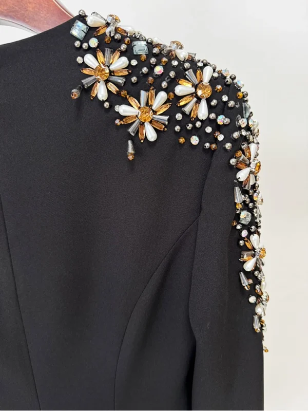HIGH STREET Newest Fashion 2025 Designer Party Vestido Women's Diamonds Beaded Split Long Maxi Dress - Image 6
