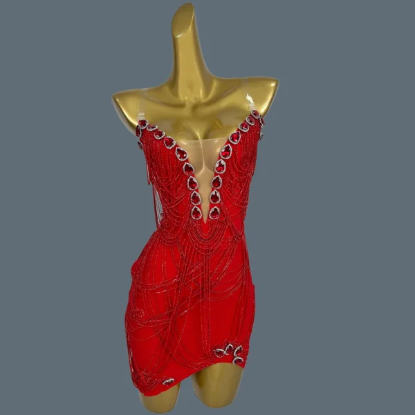 Sparkly Rhinestone Chains Elegant Short Dress for Women Nightclub Birthday Celebrate Party High-end Evening Mini Dress Xiatian - Image 3