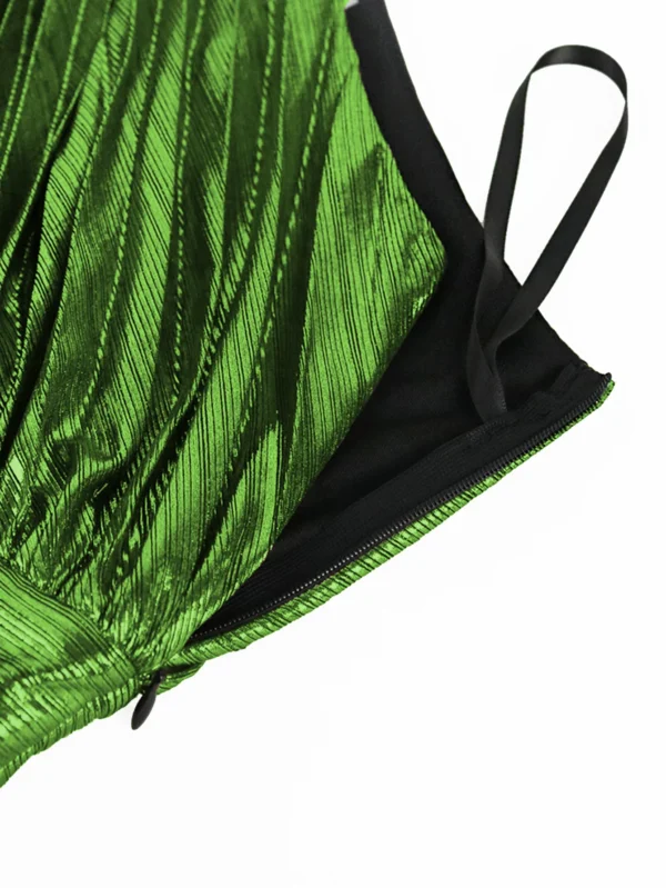 Green One Shoulder Gilding Dress High Waist A Line Pleated Bronzing Evening Cocktail Homcoming Prom Outfits for Ladies 2024 - Image 7