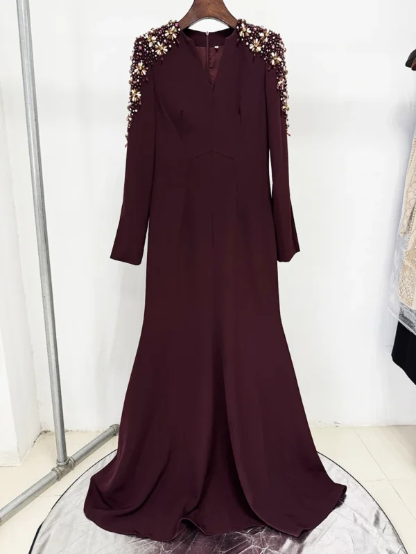 HIGH STREET Newest Fashion 2025 Designer Party Vestido Women's Diamonds Beaded Split Long Maxi Dress - Image 7