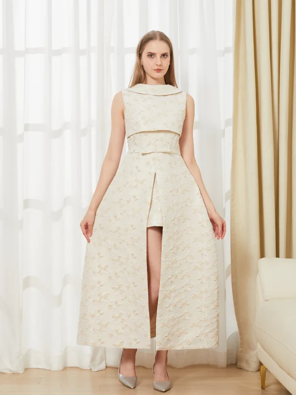 Elegant Dress 2024 Summer New Fashion Women Long Maxi Backless Sleeveless Split Jacquard  Dresses Evening Dress Robes - Image 7