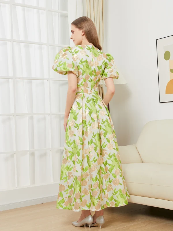 New Luxury Women's Puff Sleeve Embroidery Jacquard Princess Party Dress Long Elegant dresses for Prom Flower Party Dress Pretty - Image 3