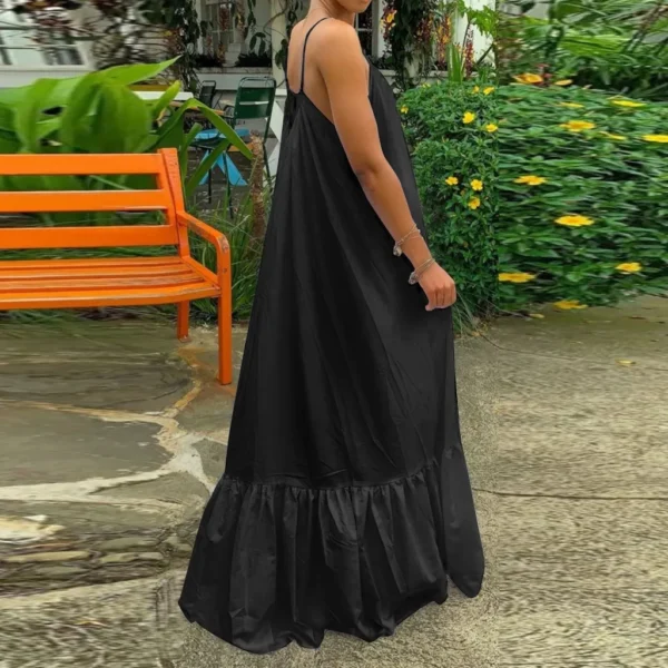 Spring Dress For Women Sexy Solid Strap Dress Pocket Loose Backless Big Swing Dresses Holiday Dresses For Women Wedding Guest - Image 11
