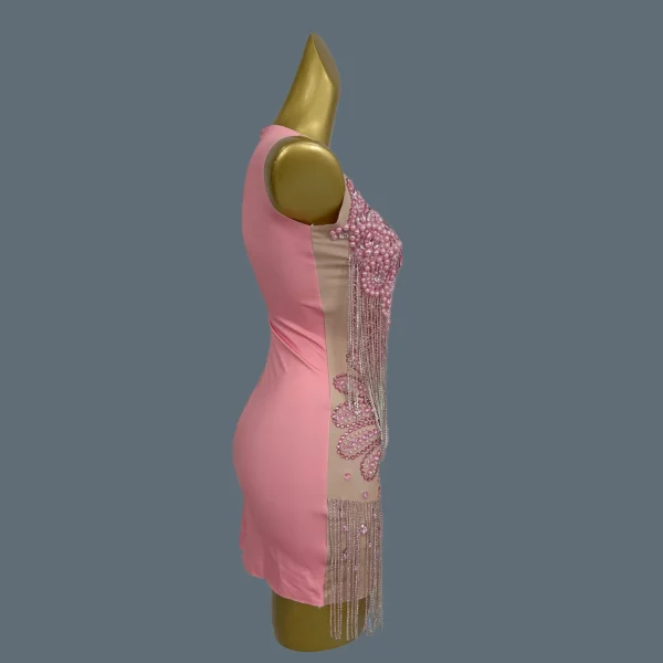 Short Prom Dresses for Black Girls Sexy See Through Pink Luxury Diamond Black Girls Birthday Party Formal Gowns Qiangwei - Image 4